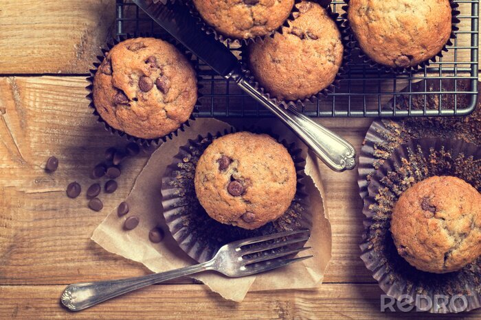 Canvas Smakelijke muffins op tafel
