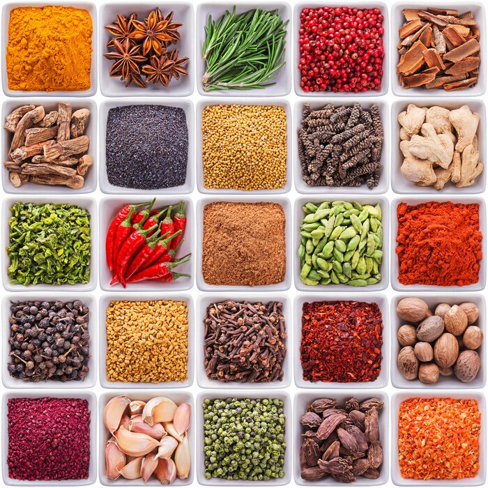 Canvas Specerijen in keramische kommen