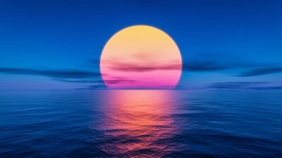 Spectaculaire zonsondergang over de zee