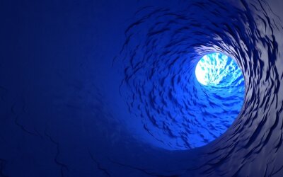 Canvas Spiraalblauwe tunnel