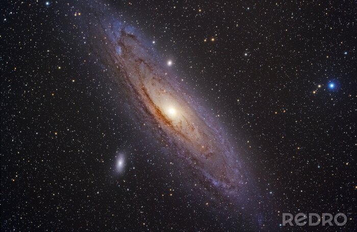 Canvas Spiraalvormige galaxy en sterrenhemel