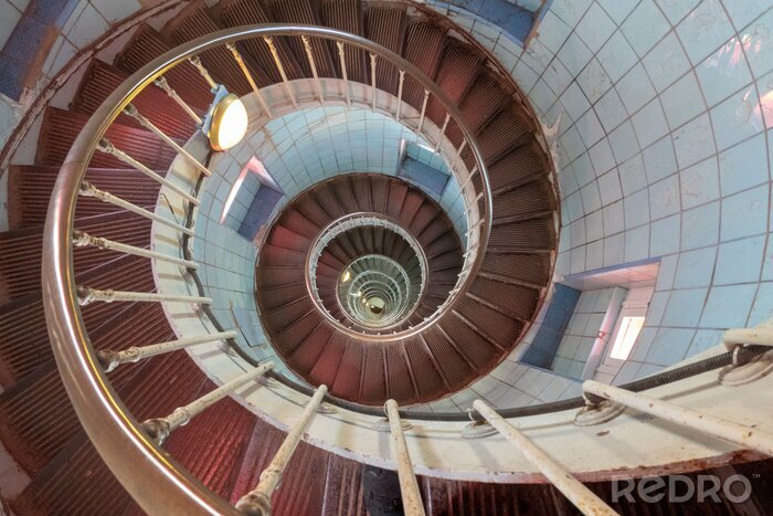 Canvas spiral staircase leading to a lighthouse