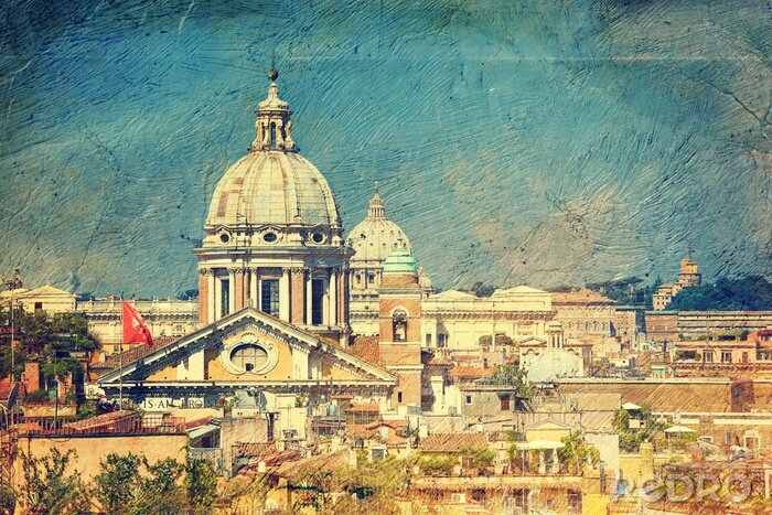 Canvas stadsgezicht van Rome. Italië.
