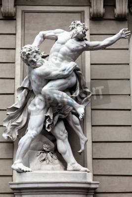 Canvas Standbeeld van Hercules vechten Antaeus in de Hofburg Quarters, Wenen