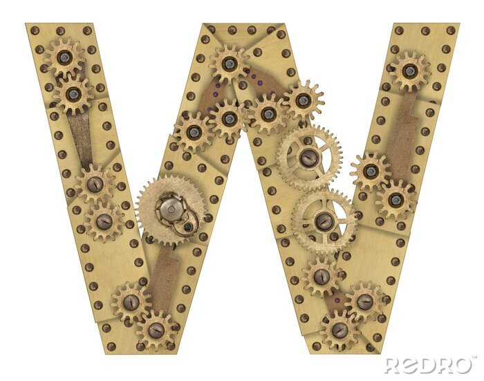 Canvas Steampunk letter van het alfabet W
