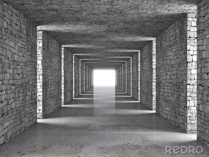 Canvas Stenen verlichte tunnel