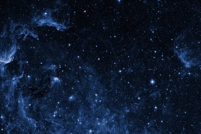 Canvas Sterren en de maan tussen de wolken