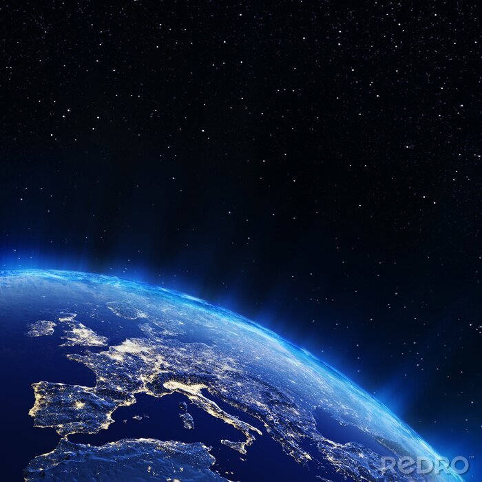 Canvas Sterren en planeet Aarde