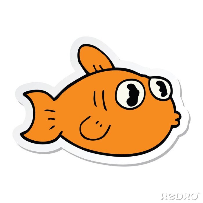 Canvas sticker of a cartoon fish