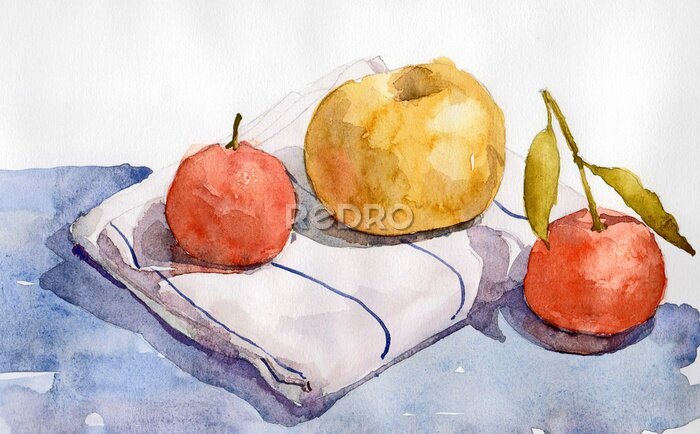Canvas Stilleven drie vruchten