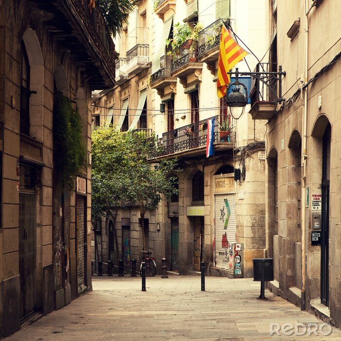 Canvas Straat in de Gotische wijk in Barcelona.