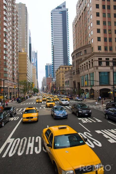 Canvas Straat met New York taxi's