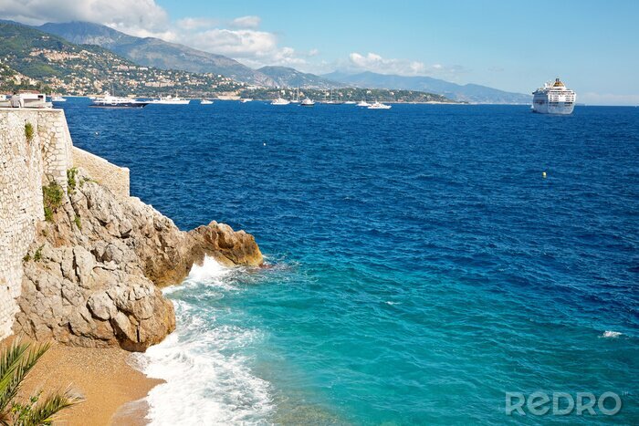 Canvas Strand en zee in Monaco