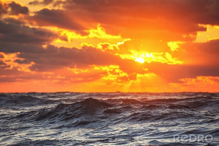 Canvas Strand; zee en zonsopgang