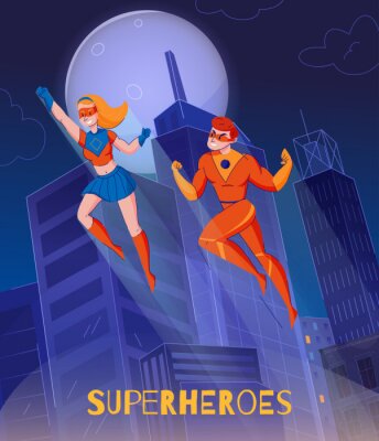 Canvas Superheroes Background Poster 
