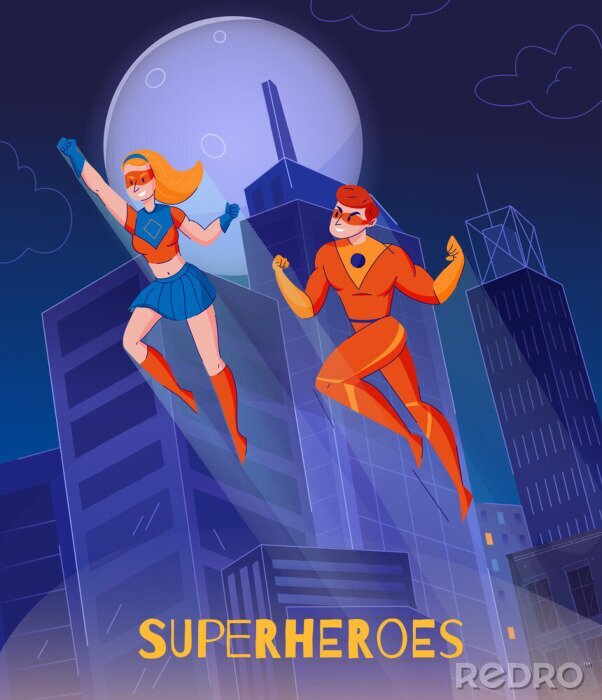 Canvas Superheroes Background Poster 
