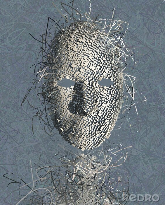 Canvas Surreal Mask Samenvatting met Vele Draden