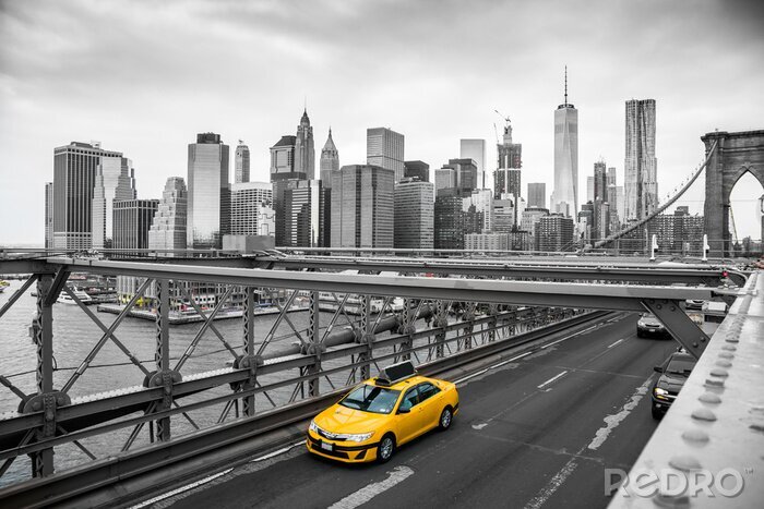 Canvas taxi kruising Brooklyn Bridge
