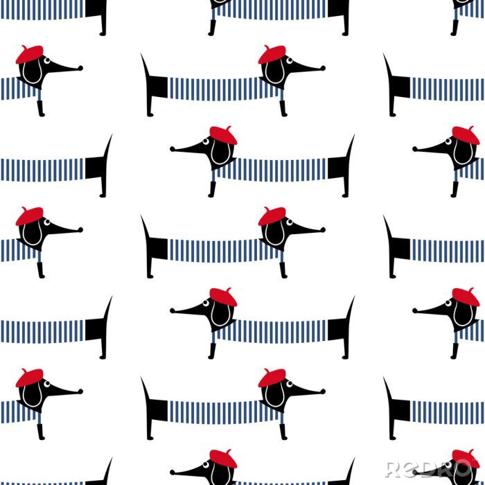 Canvas Teckel honden in Franse stijl