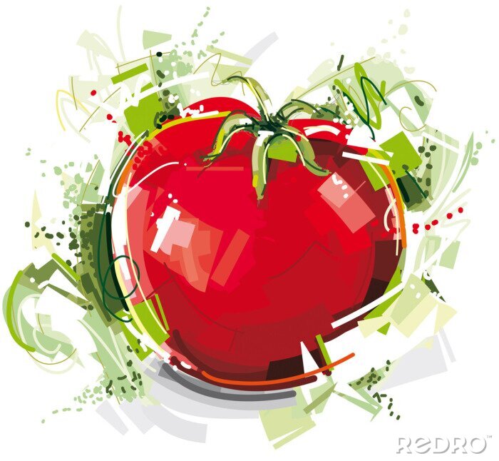 Canvas Tekening van een tomaat