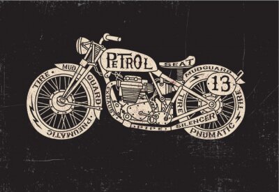 Tekst Gevuld Vintage Motorcycle