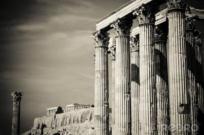 Canvas Tempel van Zeus en de Akropolis, Athene