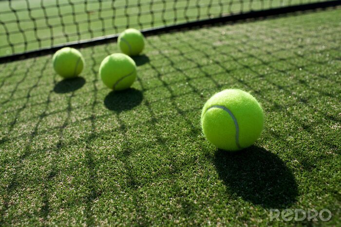 Canvas Tennisballen op de tennisbaan gras