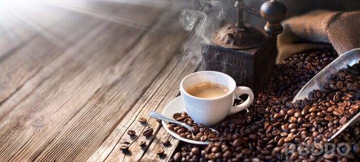 Canvas The Good Morning begint met A Good Coffee - Morning licht verlicht de traditionele Espresso