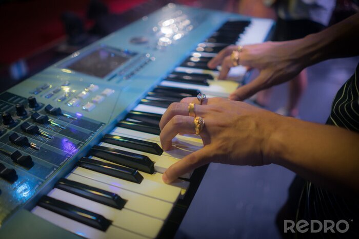 Canvas The Pianist hand op elektrische piano