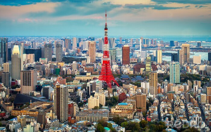 Canvas Tokyo City View zichtbaar op de horizon