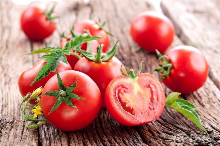 Canvas Tomaten, gekookt met kruiden voor het behoud