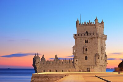 Canvas Toren van Lissabon en Belem aan de rivier