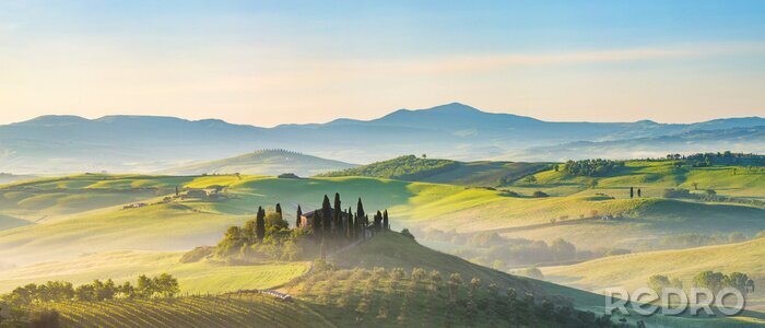 Canvas Toscaans landschap in de mist