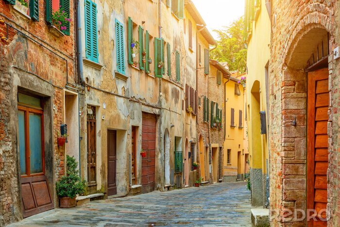 Canvas Toscaans straatje in een oude stad