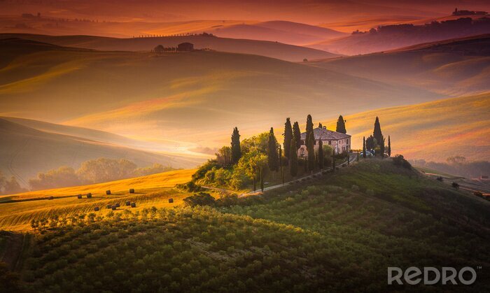 Canvas Toscaanse zonsopgang