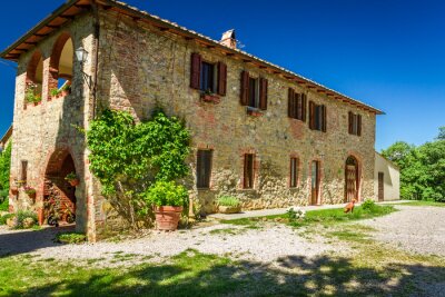 Canvas Toscane landelijk huis in de zomer, Italië