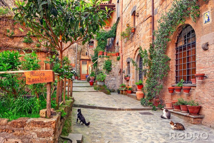 Canvas Toscane met straatjes