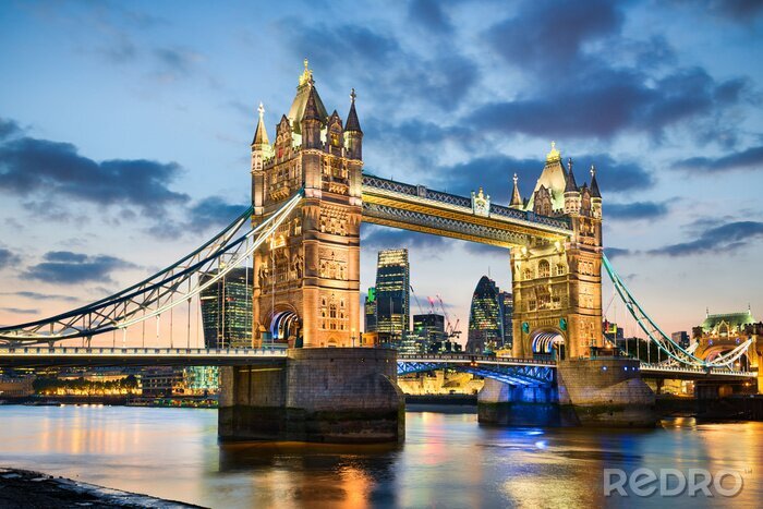 Canvas Tower Bridge in Londen, Verenigd Koninkrijk 's nachts