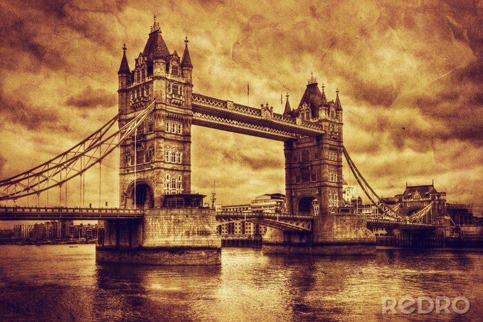 Canvas Tower Bridge in vintage tinten