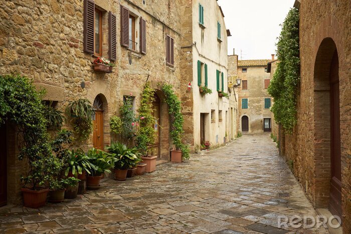 Canvas traditionele picturale straten van oude Italiaanse dorpjes