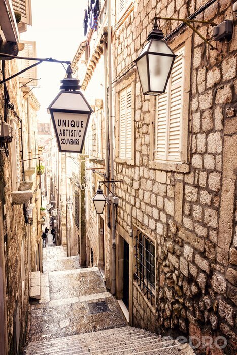 Canvas Trappen en straten in Dubrovnik