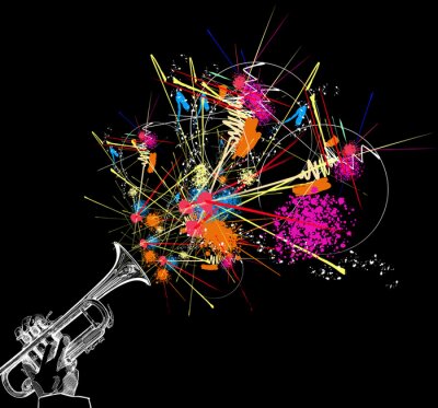 Canvas trompet met kleurrijke abstracte decoratie
