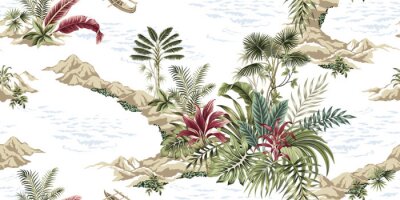 Tropisch eiland met exotische planten