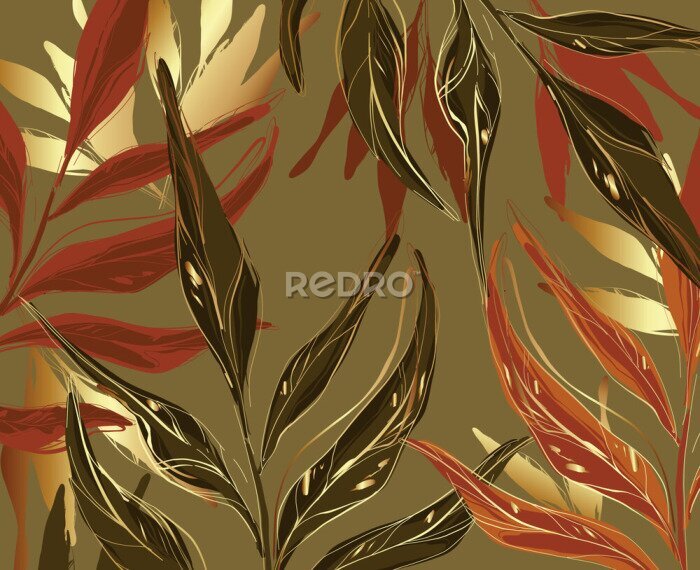 Canvas Tropisch patroon in rustieke stijl