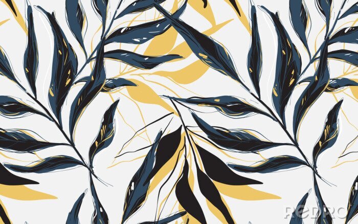 Canvas Tropisch patroon met palmbladeren