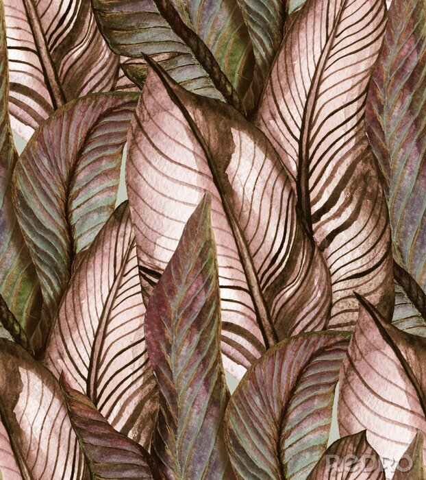 Canvas Tropische naadloze patroon banaan bladeren in vintage stijl