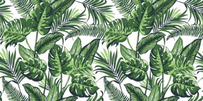Canvas Tropische naadloze patroon met palmbladeren.