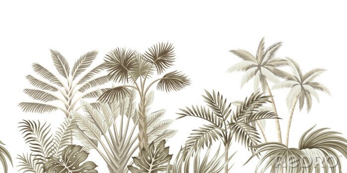 Canvas Tropische planten in vintage stijl