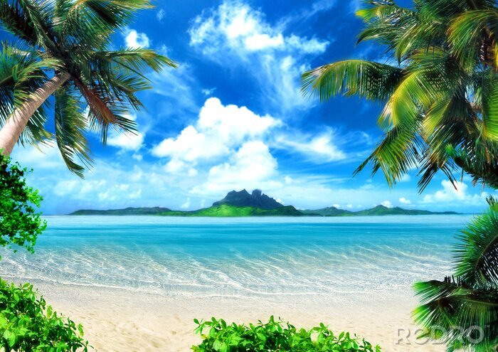 Canvas Tropische zee, strand en hemel