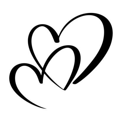 Canvas Twee geliefden hart. Handgemaakte vector kalligrafie. Decor voor wenskaart, mok, foto overlays, t-shirt print, flyer, posterontwerp